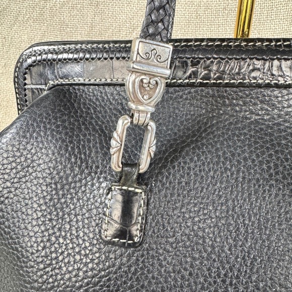 Vintage Brighton Black Leather Shoulder Bag Y2K Heart Charm - Picture 5 of 16